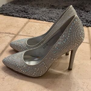 TOP Moda Women's Sparkling Silver Heels